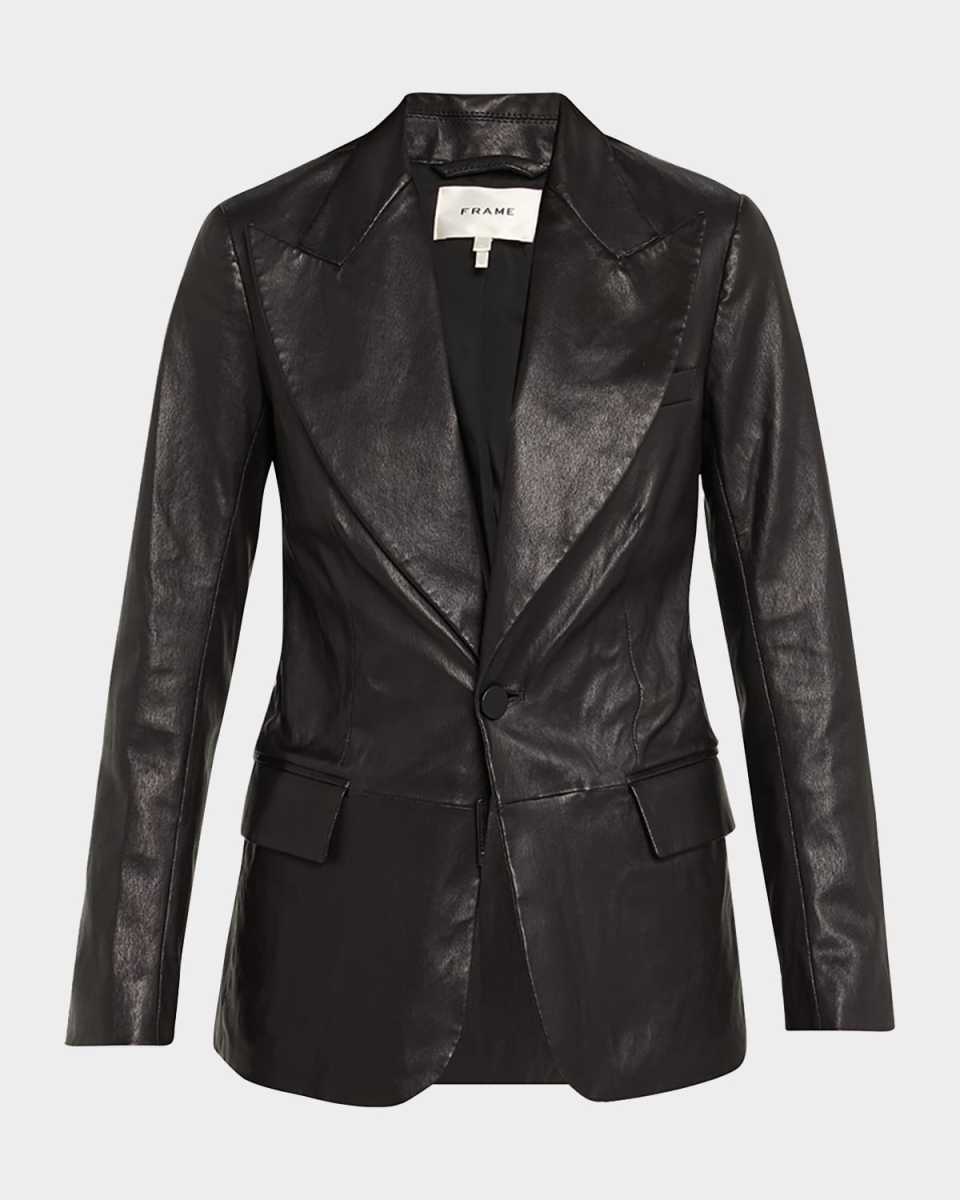 The Peak Lapel Leather Blazer